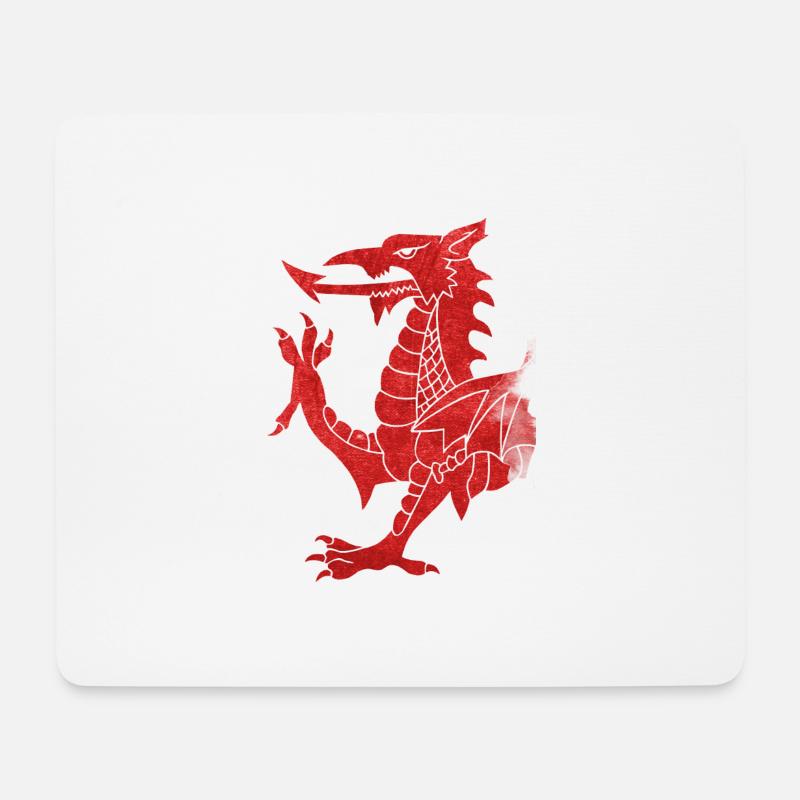 Welsh Dragon Rampant - Mouse Pad (horizontal) - white