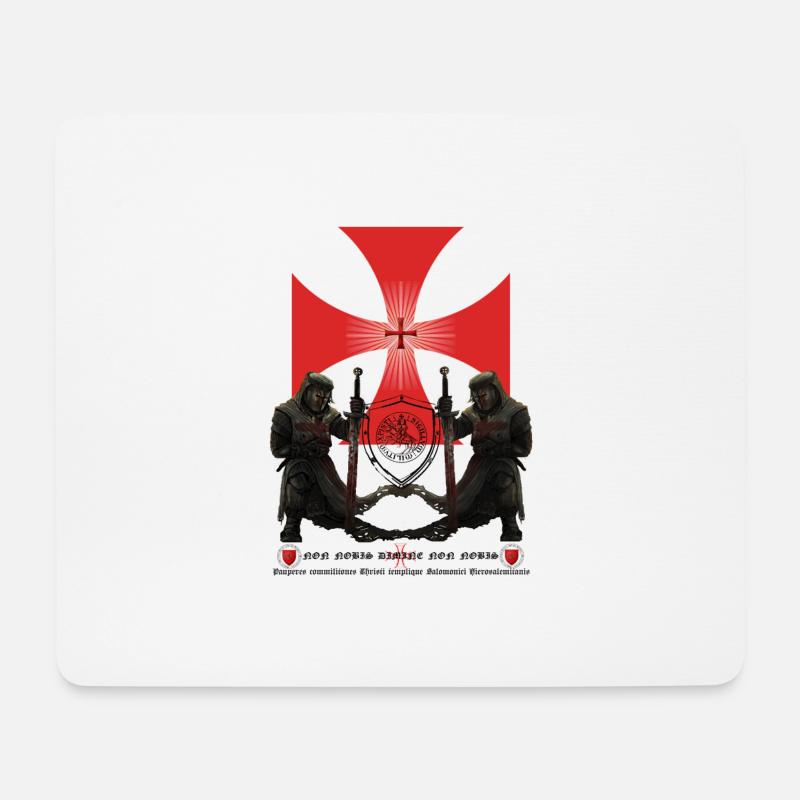 Templer mit Tatzenkreuz - Mousepad (Querformat) - Weiß