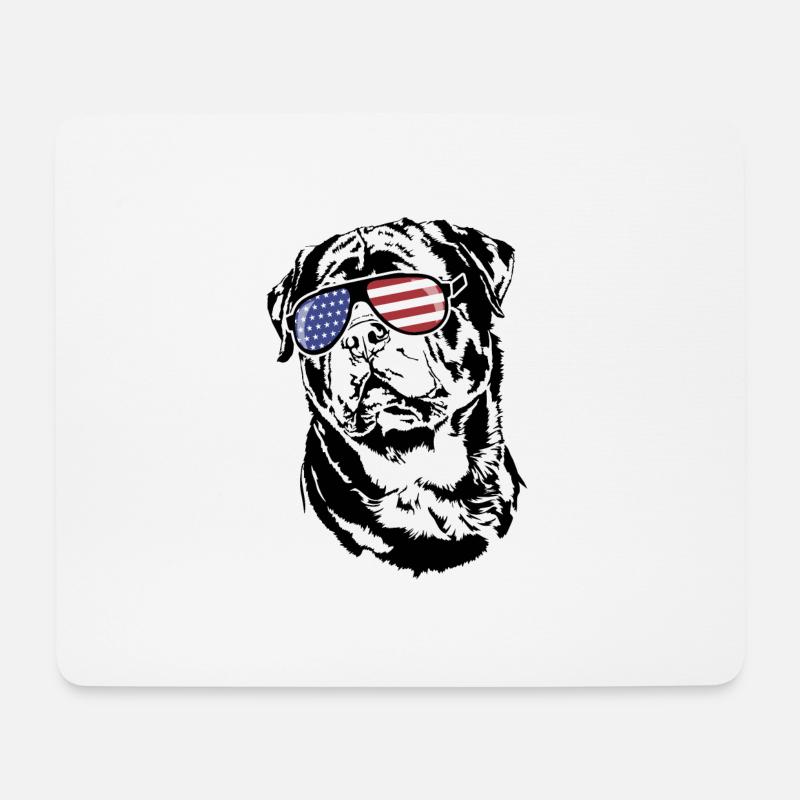 Rottweiler Amerika Fahne Sonnenbrille Hunde - Mousepad (Querformat) - Weiß