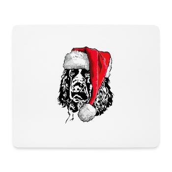 Père Noël Springer Spaniel Chiens de Noël - Tapis de souris (format paysage) - blanc - Devant