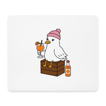Seagull with cocktail in beach look - Mouse Pad (horizontal) - white - Front