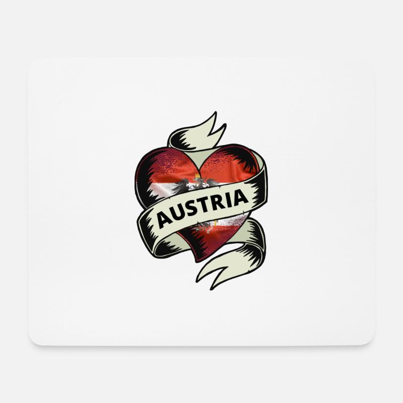 Österreich Flagge Herz Austria Wien Graz Reise AT - Mousepad (Querformat) - Weiß