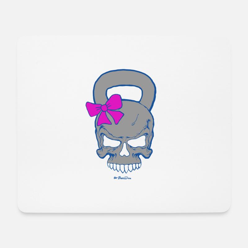 Kettlebell Skull (female) - Mouse Pad (horizontal) - white