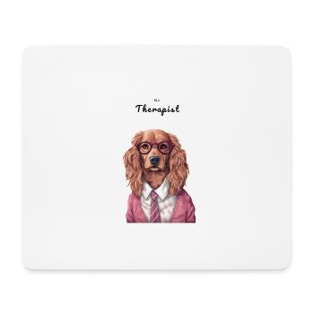 Female Beagle: "My Dog is My Therapist" - Mousepad (Querformat) - Weiß - Vorne