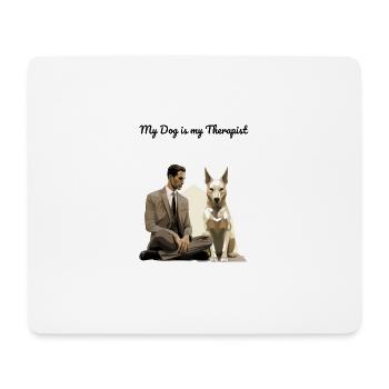 Minimalist German Shepert: "My Dog is My Therapist - Mousepad (Querformat) - Weiß - Vorne