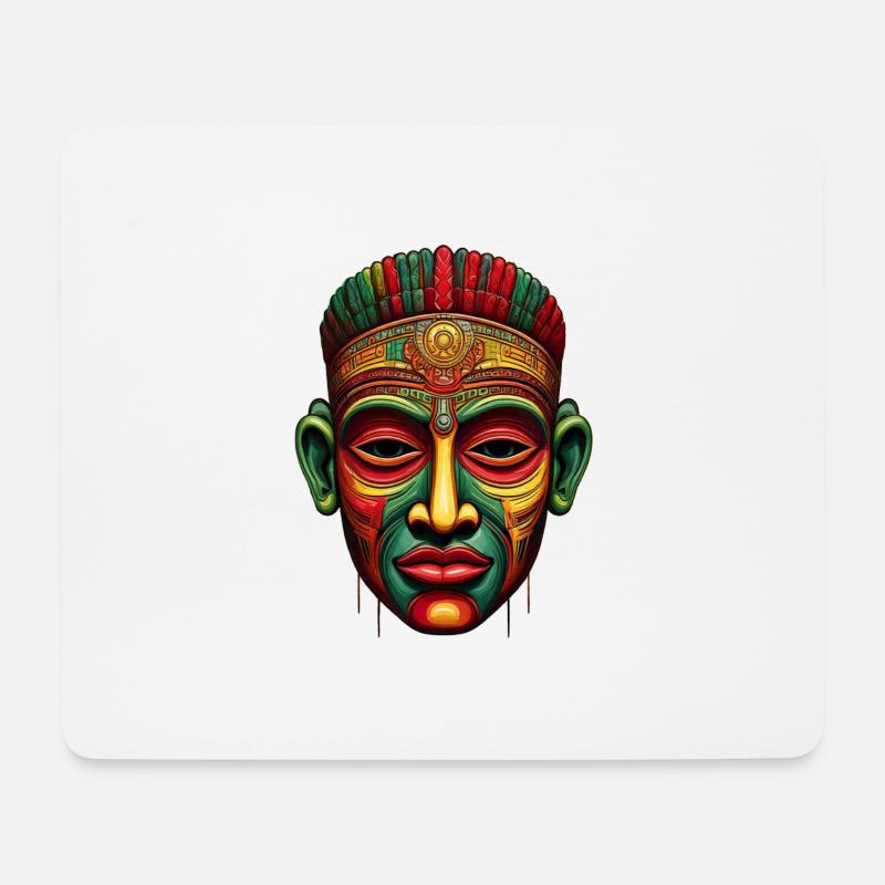 Masque africain aux couleurs de l'Afrique - Tapis de souris (format paysage) - blanc