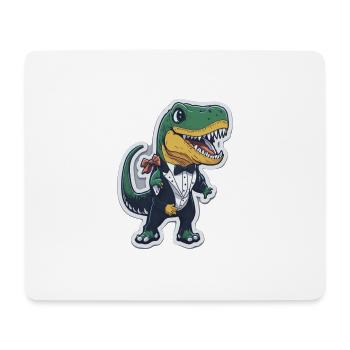 T-Rex Dino Dinosaurier im Anzug lustig witzig - Mousepad (Querformat) - Weiß - Vorne