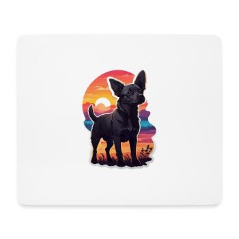Hund bei Sonnenuntergang - Mousepad (Querformat) - Weiß - Vorne