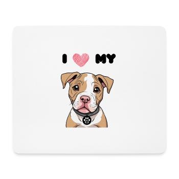 Little Pitbull - Bully Puppy - Chien mignon - Amour - Tapis de souris (format paysage) - blanc - Devant
