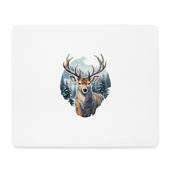 Cerf d’hiver - Tapis de souris (format paysage) - blanc - Devant
