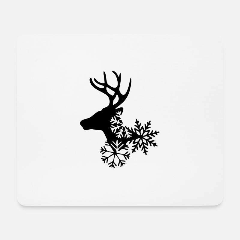Reindeer with Snowflakes - Mousepad (Querformat) - Weiß