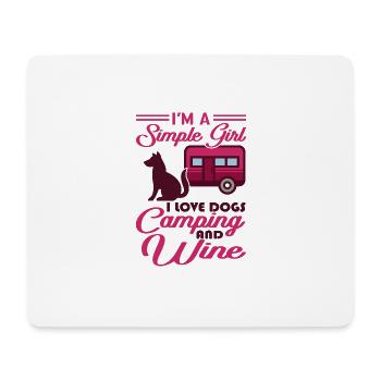 Hunde Camping Und Wein Wohnwagen Urlaub Geschenk - Mousepad (Querformat) - Weiß - Vorne