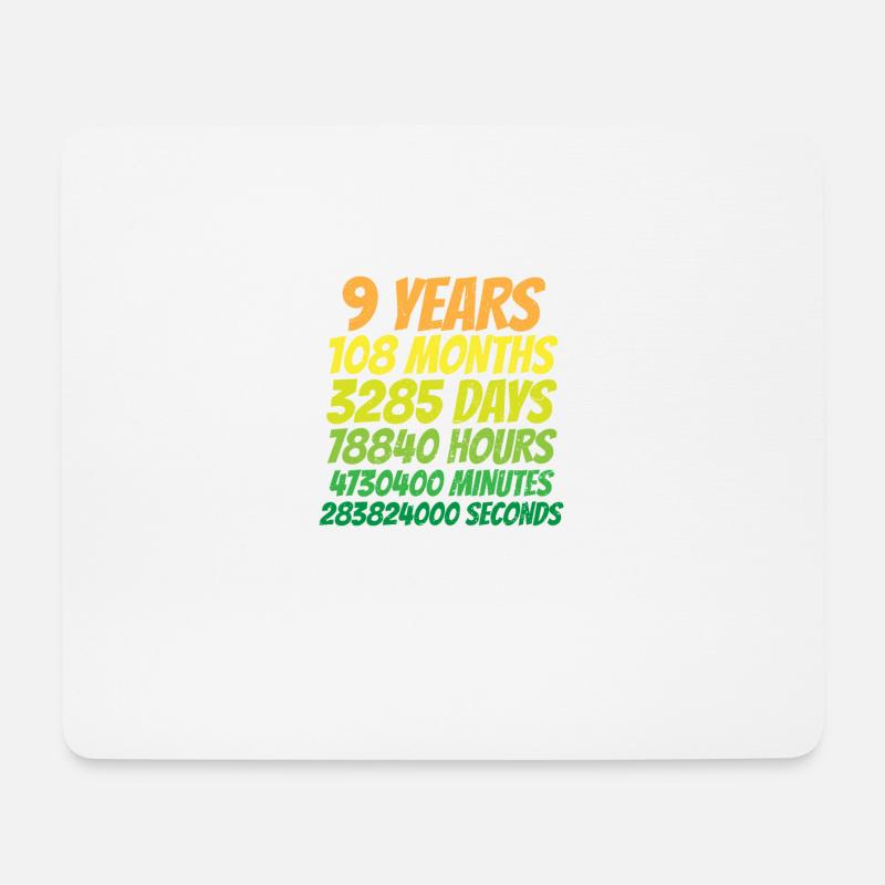 9. Geburtstag! - Mousepad (Querformat) - Weiß