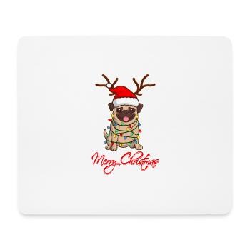 Carlin MERRY WOOFMAS PUG Cadeau de Noël moche - Tapis de souris (format paysage) - blanc - Devant
