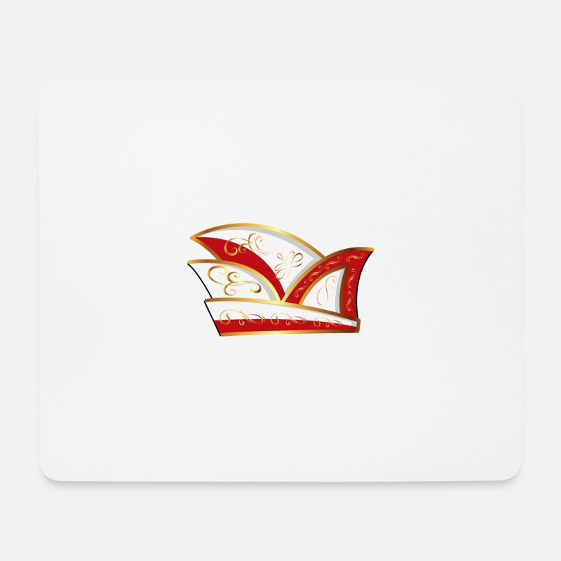 KOMITEEMÜTZE ROT WEISS KARNEVAL Narrenkappe - Mousepad (Querformat) - Weiß