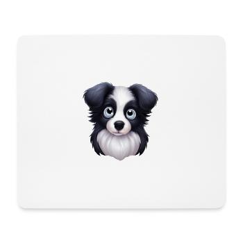 Künstlerisches Border Collie Portrait - Mousepad (Querformat) - Weiß - Vorne