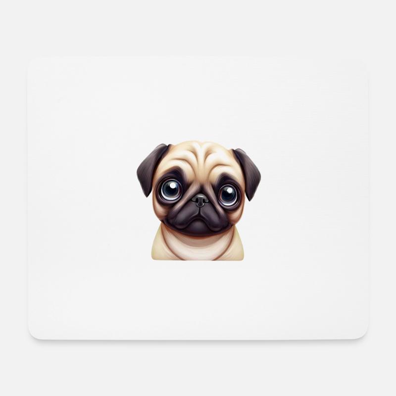 Mopszucht Kunst - Mousepad (Querformat) - Weiß