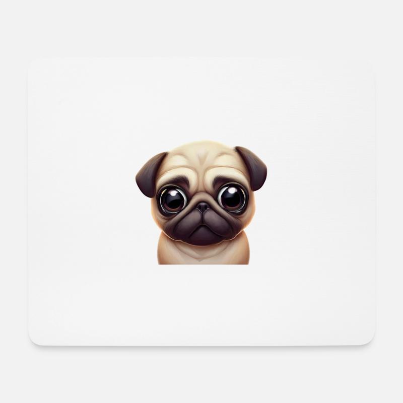 Entzückende Mopskunst - Mousepad (Querformat) - Weiß