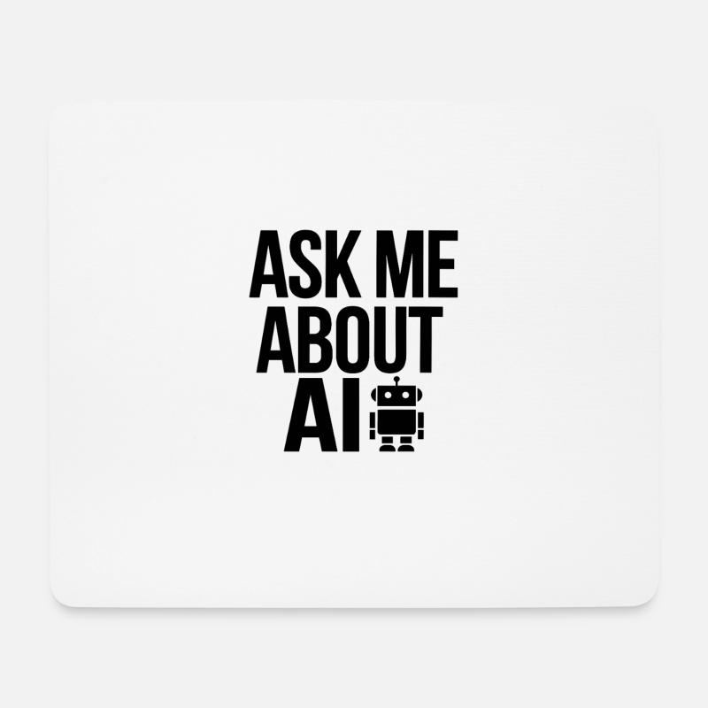 AI Robot Frag Mich Nach AI Informationen - Mousepad (Querformat) - Weiß