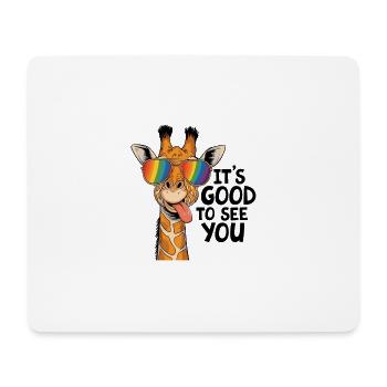 Girafe avec des lunettes de soleil et des couleurs arc-en-ciel, - Tapis de souris (format paysage) - blanc - Devant