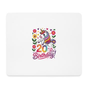 Einzigartiger Einhorn 20. Geburtstag Blumen Design - Mousepad (Querformat) - Weiß - Vorne