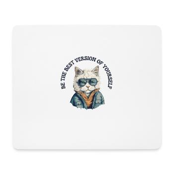 Be the best version of yourself - Cat Hipster - Mouse Pad (horizontal) - white - Front