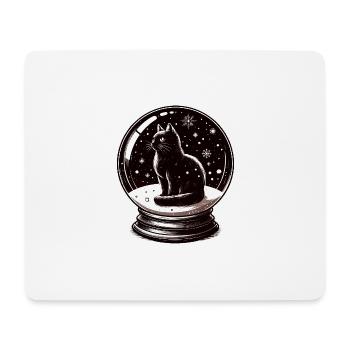 Schneekugel mit schwarzer Katze Winter zum - Mousepad (Querformat) - Weiß - Vorne