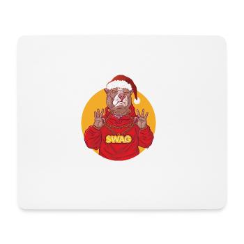 Swagdog with chain and santa hat - Mouse Pad (horizontal) - white - Front
