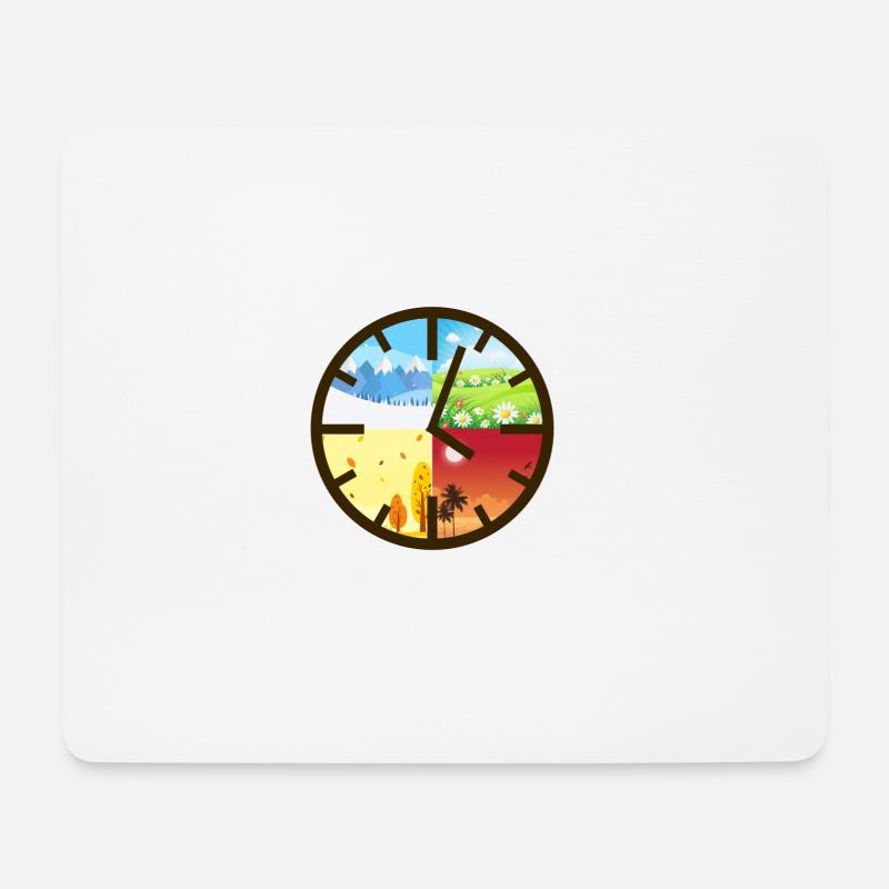 Vier 4 Jahreszeiten Uhr Geschenk Natur - Mousepad (Querformat) - Weiß
