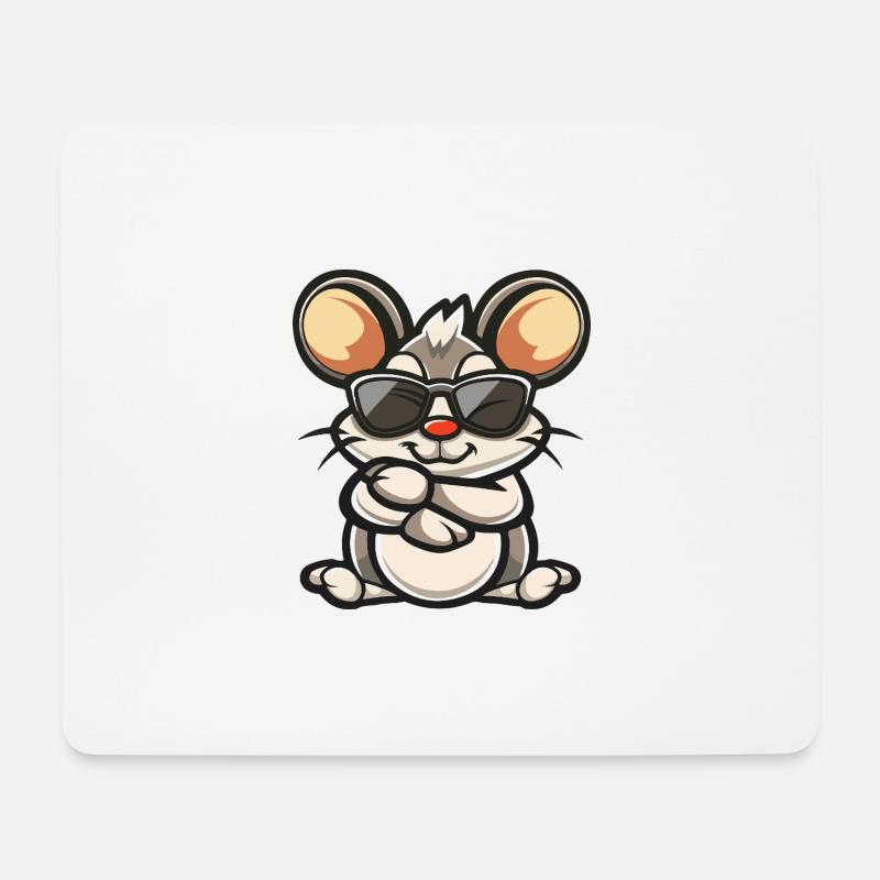 Maus Cool Tier - Mousepad (Querformat) - Weiß