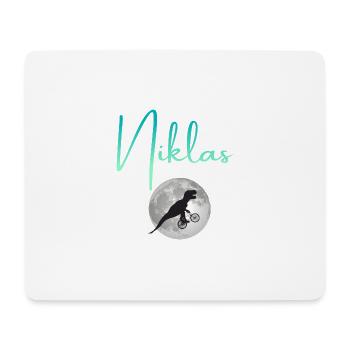 NIKLAS - Schöner Jungen Name mit Dinosaurier - Mousepad (Querformat) - Weiß - Vorne