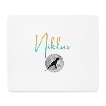 NIKLAS - Schöner Jungen Name mit Dinosaurier - Mousepad (Querformat) - Weiß - Vorne