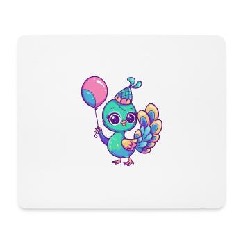 Pfau Vogel Geburtstag Comic - Mousepad (Querformat) - Weiß - Vorne