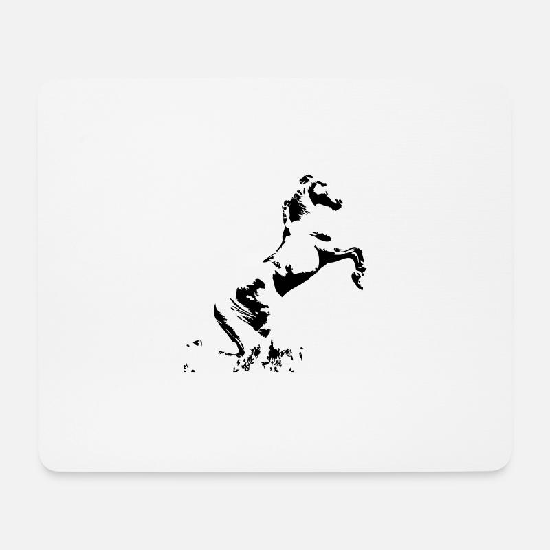 Pferdekopf, Pferde, Reiten, Reitsport, Silhouette - Mousepad (Querformat) - Weiß