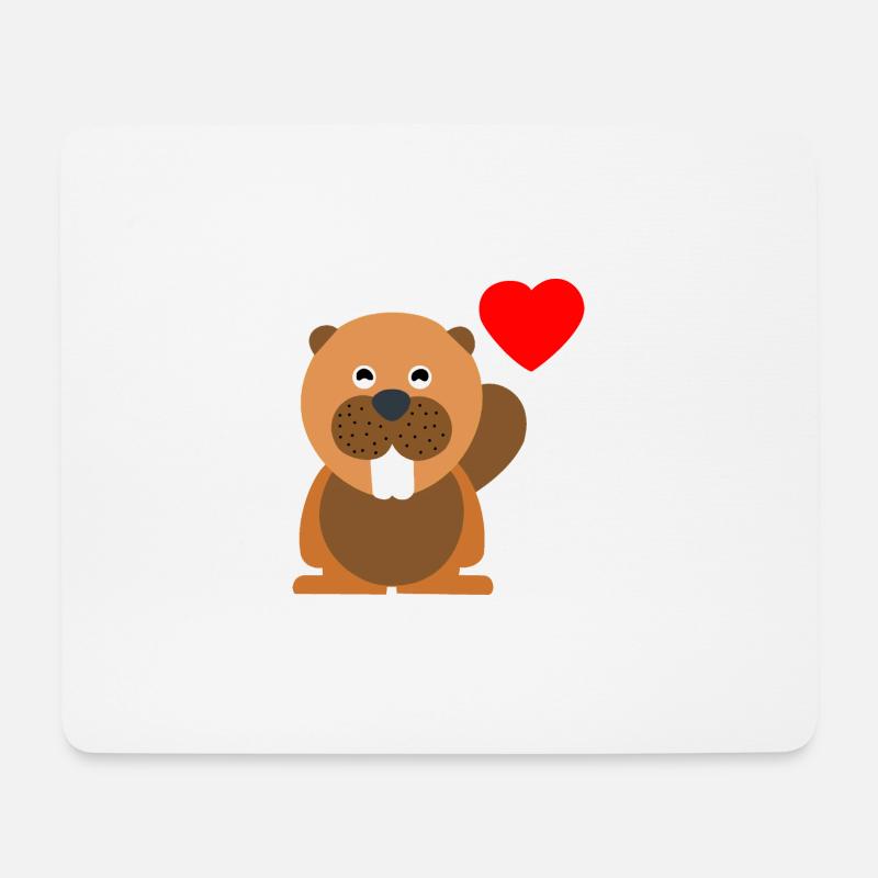 Biber Herz Nagetier - Mousepad (Querformat) - Weiß