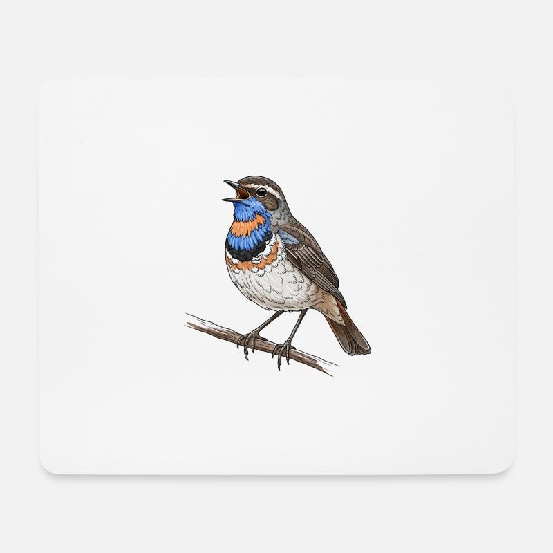 Blaukehlchen - Mousepad (Querformat) - Weiß