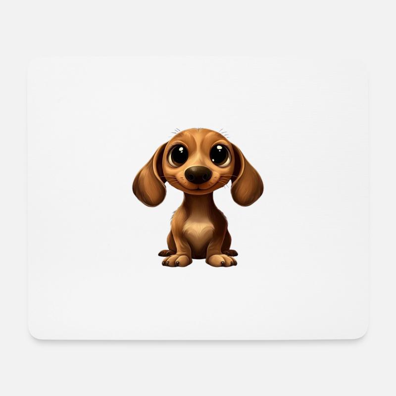 Dackel Hund Große Augen Comic - Mousepad (Querformat) - Weiß