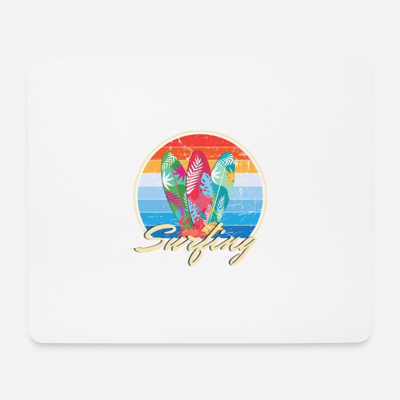 Surfing Surfbrett Motiv im Vintage Look Geschenk - Mousepad (Querformat) - Weiß