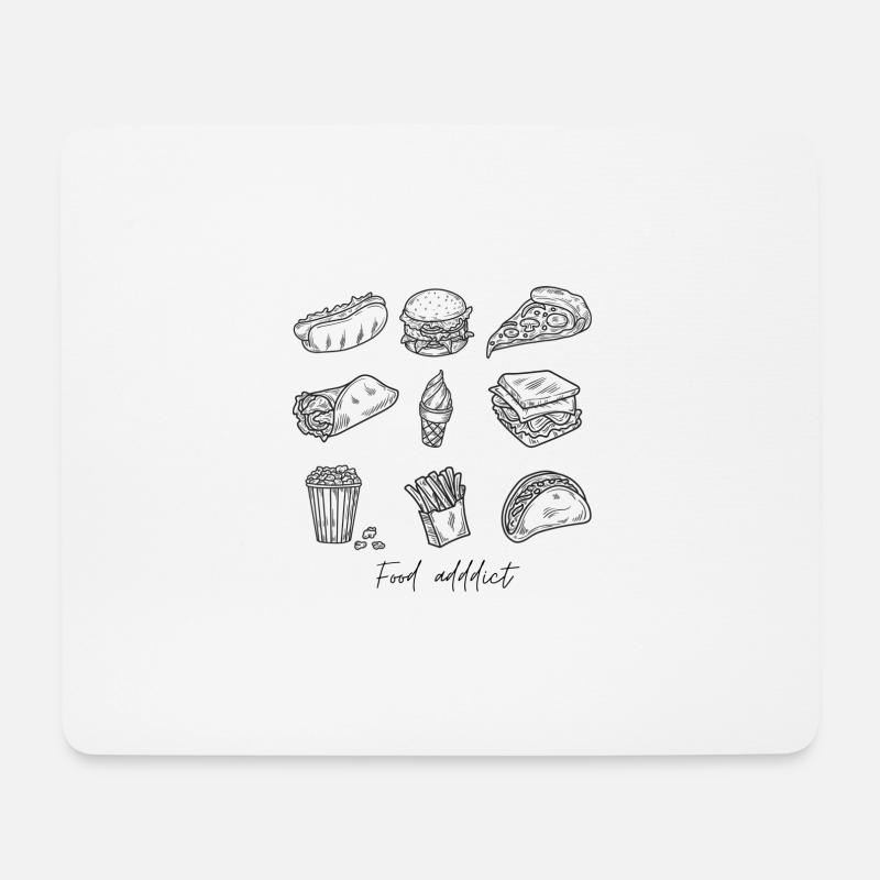 Lebensmittelsüchtig - Mousepad (Querformat) - Weiß