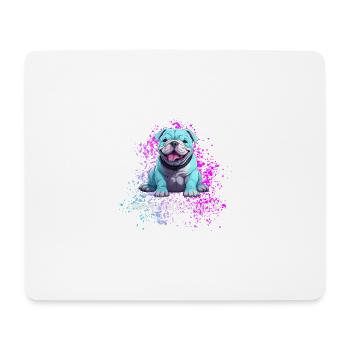 Vorsicht Hund Süßer Blauer Hund ist Fröhlich - Mousepad (Querformat) - Weiß - Vorne