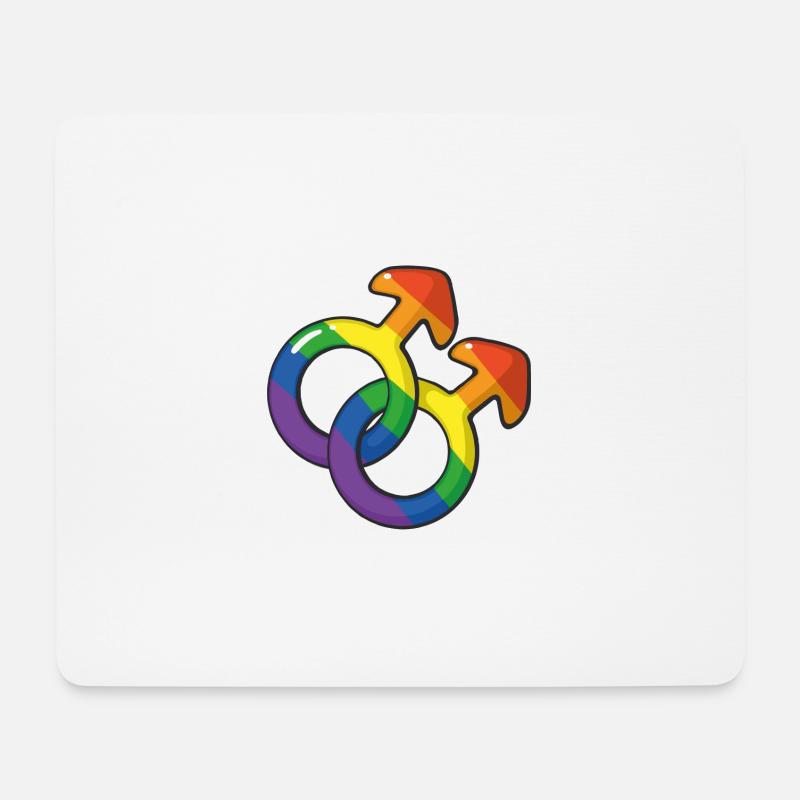 Lgtb Mars Symbol Regenbogen - Mousepad (Querformat) - Weiß