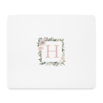 H Monogramm Eukalyptus-Boho - Mousepad (Querformat) - Weiß - Vorne