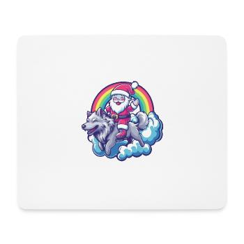 Wolf Weihnachtsmann Regenbogen - Mousepad (Querformat) - Weiß - Vorne