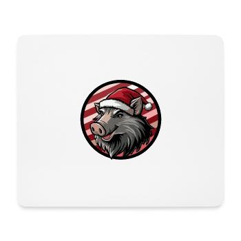 Pig Christmas X-Mas Wild Boar - Mouse Pad (horizontal) - white - Front