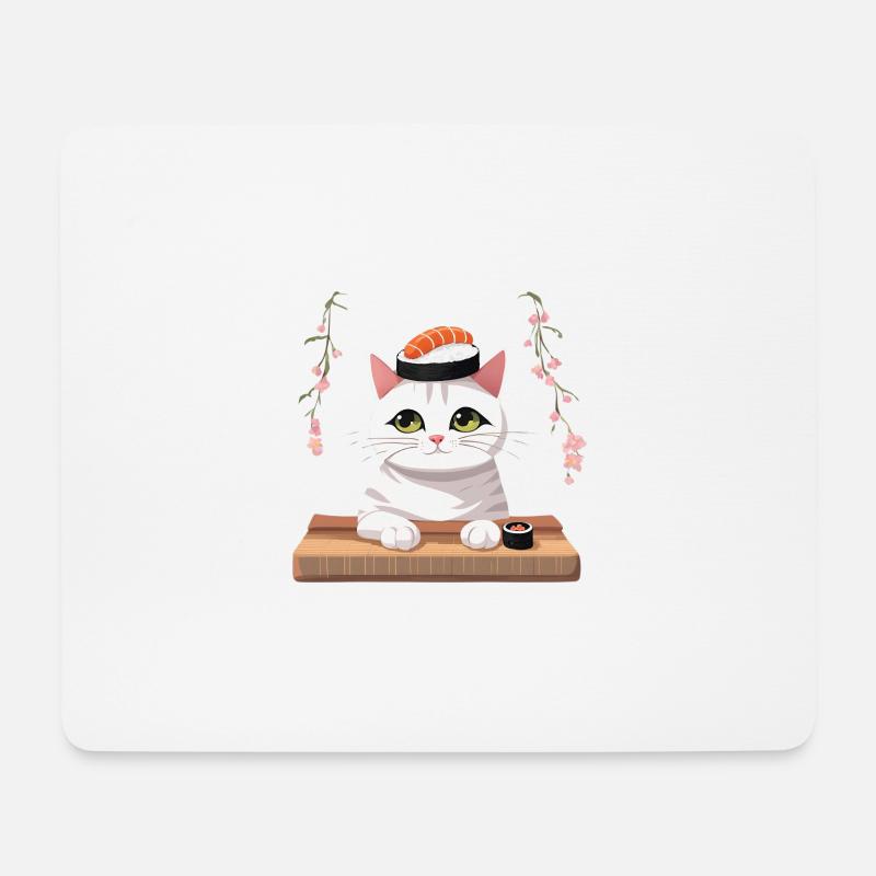Katze Sushi Japanisch Japan - Mousepad (Querformat) - Weiß