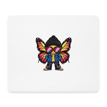 Schmetterling Cool Comic - Mousepad (Querformat) - Weiß - Vorne