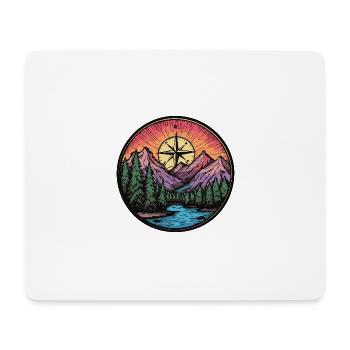Berge Kompass Landschaft - Mousepad (Querformat) - Weiß - Vorne