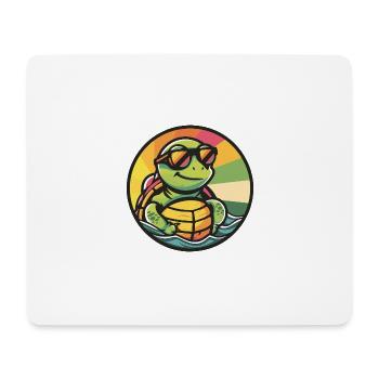 Tortue Bande Dessinée Cool Été - Tapis de souris (format paysage) - blanc - Devant
