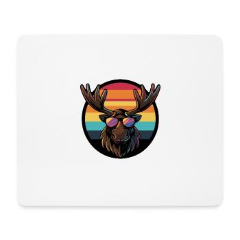 Elch Comic Cool Sommer - Mousepad (Querformat) - Weiß - Vorne