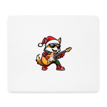 Fox Christmas Rocker Guitar - Mouse Pad (horizontal) - white - Front